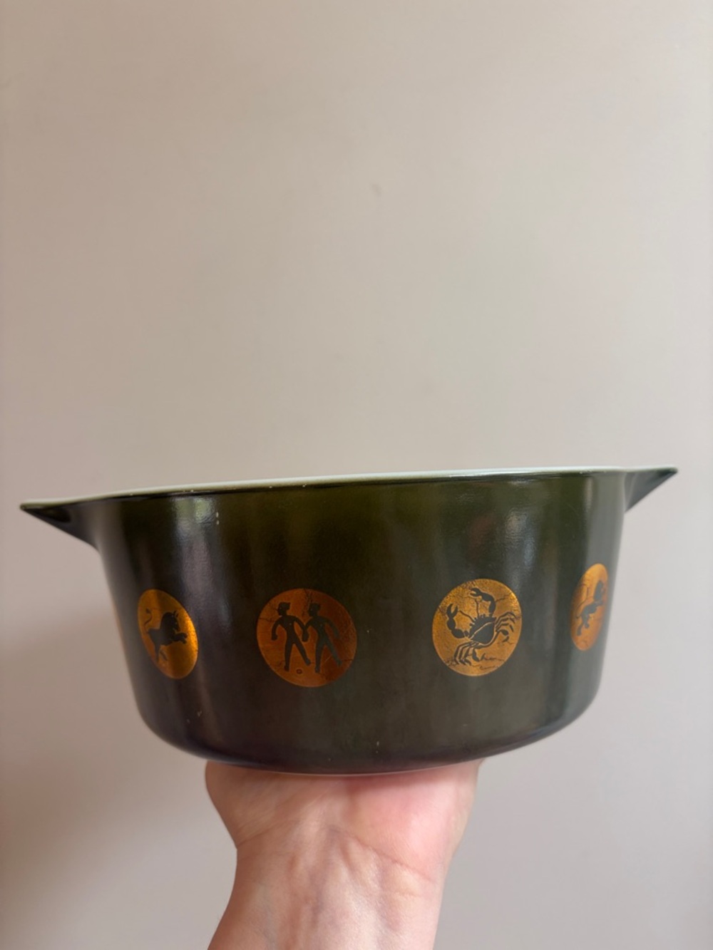 Pyrex Zodiac Horoscope Vintage Gold & Green Zodiac Horoscope Casserole Bowl